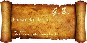Garan Balázs névjegykártya