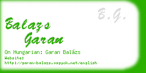 balazs garan business card