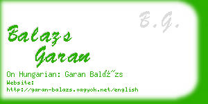 balazs garan business card